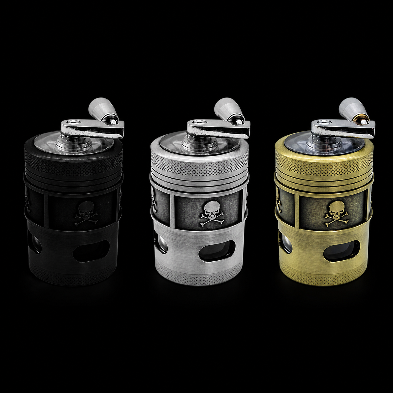 Grinder Skull métal 40 mm – 4 parties avec manivelle